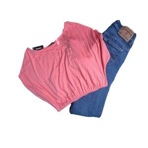 STYLE BUNDLE: EXPRESS Dolman Top + Denim Flared Jeans, Size 0/XS (BB1312B)